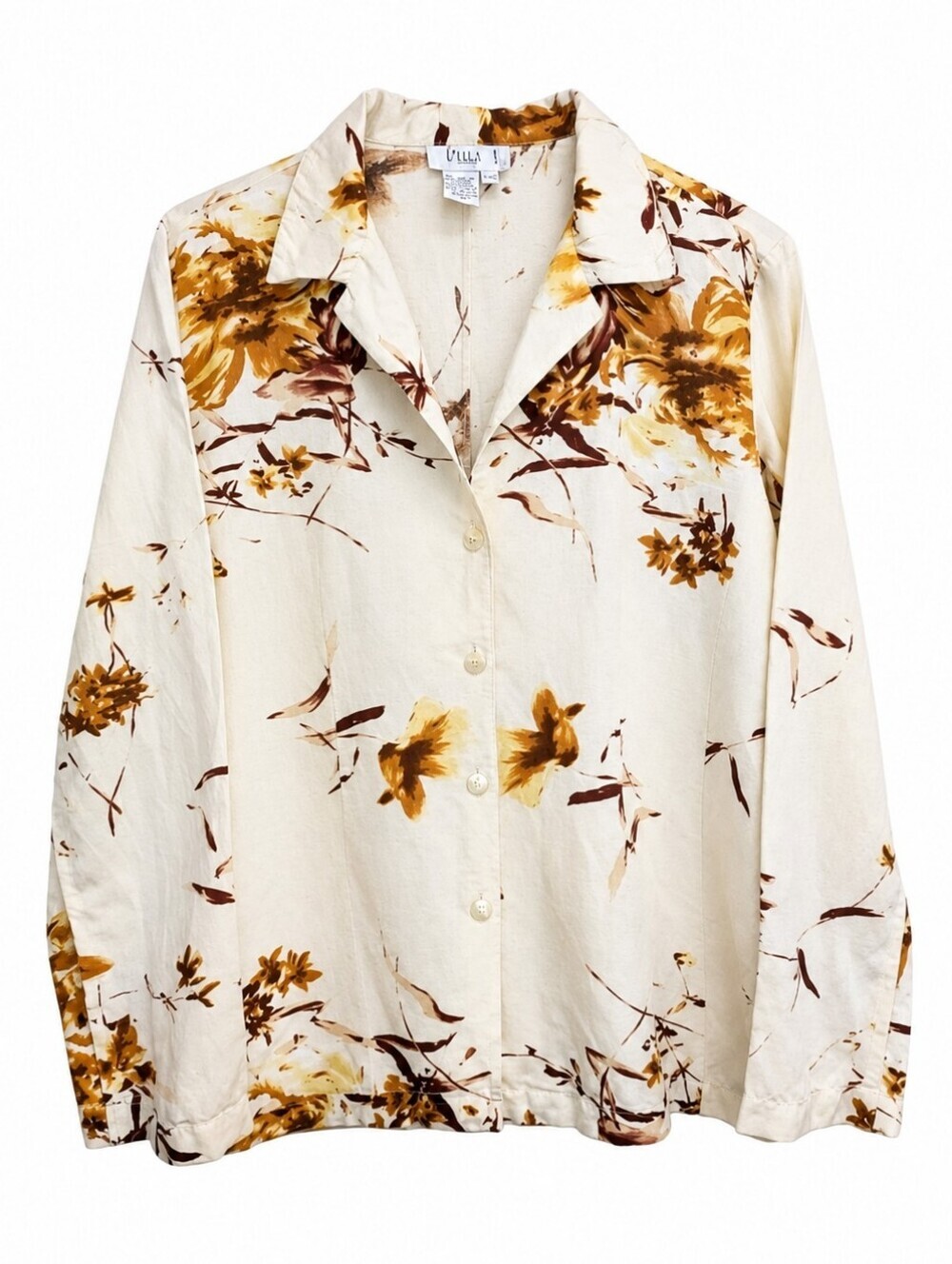 PULI Linen Viscose Floral Vintage women's Blouse- Size 10